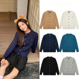 Casualoutwearloosecasualknitting woolen sweater rl ralph pony round neck cardigan female fall and wintersweet socialite