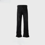 MIJKO Mens Vintage Pants MIJKO Design Trousers Zipper Wide Foot Jeans