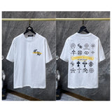 Ch hip-hop t shirts ch crow sanskrit logo seal roller engraving film loosecasualpure cotton american heavy weight short sleeves