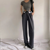 Women Sweatpants Retro Straight-Leg Pants Suit Pants