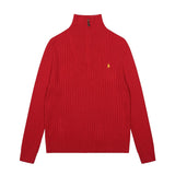 Rl ralph lauren pony fall/winter zip-up turtleneck top - couple's casual loose knit wool sweater - warm women's