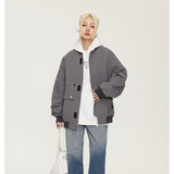Unisex Jacket Loose Pockets Decorative Baseball Collar Jacket