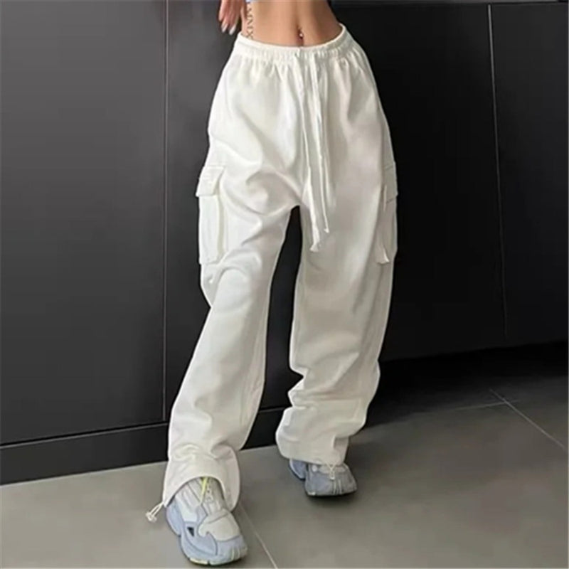 Women Sweatpants Spring and Autumn Leisure Pocket Wide Leg Pants