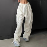 Women Sweatpants Spring and Autumn Leisure Pocket Wide Leg Pants