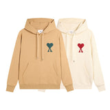 Ami aheoineheavy weightheartembroiderfall and wintercoupleloose hoodie casual hooded long sleevessweatshirt