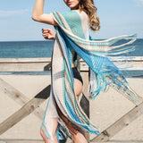 Women Knit Beach Cover Knitted Tassel Shawl Holiday Smock Dress Hollow out Beach Cover-up