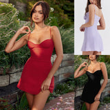 Women Dresses Short Skirt Spring and Summer Leisure Sexy Slim Strap Dress (Bla0420)