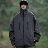 Unisex Outdoor Hoodie Autumn Zipper Large Hat Shell Jacket