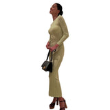Women Dresses Sexy Elegant Dress Long Sleeve round Neck Sheath Dress (Bla0420)