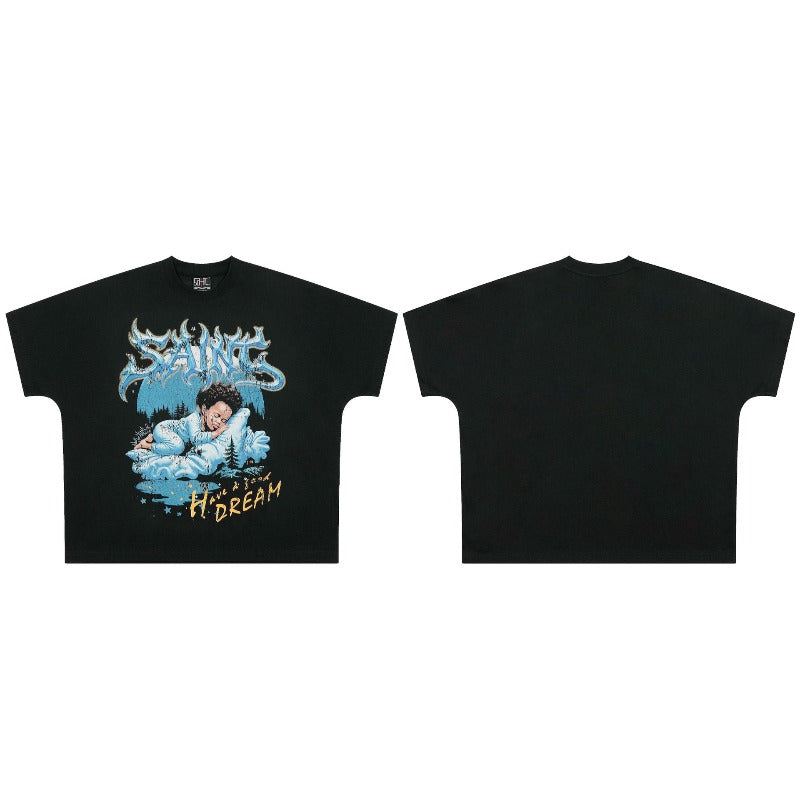 saint m t shirts s.m. sleeping baby graphic crew neck short sleeve pullover