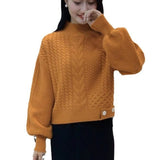 Women Knitted Pullover Autumn and Winter Turtleneck Sweater Retro Loose Sweater