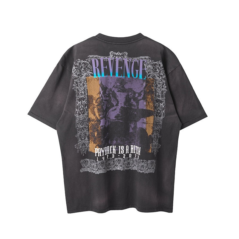 saint m t shirts s.m character & letter graphic crew neck short sleeve tee