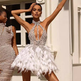 Women Dresses Party Dress Beaded Sequins Hip Skirt (Otn202404)