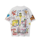 saint m t shirts s.m washed graffiti graphic crew neck pullover short sleeve t-shirt