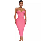 Women Dresses Summer Pink Bandage One-Piece Dress Strap Dress (Ont0408)