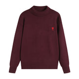 Ami araunriffall and wintertopspullover wool couplelong sleevesloose big heart high collar knitting shirt