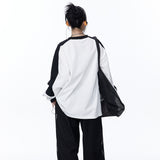Unisex Hoodie Autumn Simplicity Style Black and White Patchwork Sweater