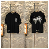 Ch hip-hop t shirts high street ch short-sleeved back full-width heavy industry cross light-changing embroider american easiest for match