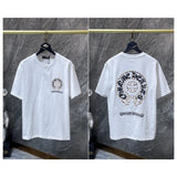 Ch hip-hop t shirts ch short-sleeved classic horseshoe flocking lettering film loose casual pure cotton american heavy weight high street
