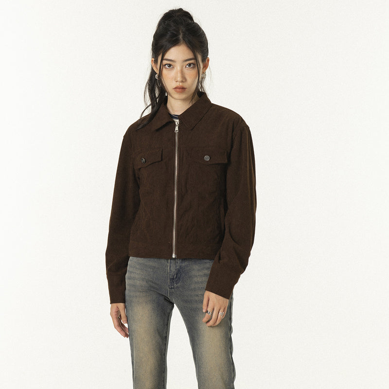 Unisex Jacket Autumn Corduroy Motorcycle Jacket