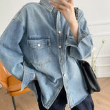 Women Jacket Loose Casual Denim Shirt Jacket