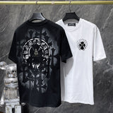 Ch hip-hop t shirts ch cross patch embroider spray foam short-sleeved loosecasualamerican style heavy weight