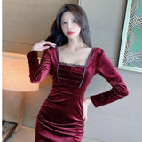 Women Maxi Dress Autumn Winter Sexy Pleuche Dress Dress Skirt