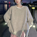 Women Knitwear Fall/Winter Split round-Neck Knitwear Loose Sweater