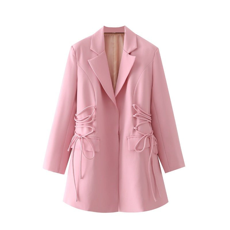 Women Suits Autumn Drawstring Suit Coat Suit
