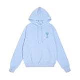 Amiaheoine macaron color heartembroider couple hooded hoodie loosefall and wintersweatshirt