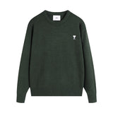 Ami araunriffall and winter couplelong sleevesheart jacquardtopswool sweater round neck knitting shirt