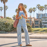 Women pants cross-border spring and summer casualslimming look jumpsuit women's fall and winterworkwear style factory direct sales wide-leg denim overalls