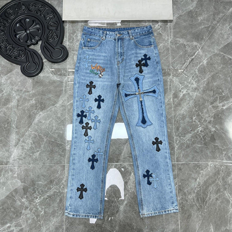 CHH Chrome Hearts Jeans Metal Logo Decoration