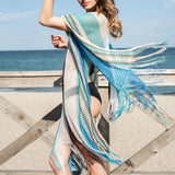 Women Knit Beach Cover Knitted Tassel Shawl Holiday Smock Dress Hollow out Beach Cover-up