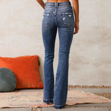 Women's spring denim pants: vintage distressed ripped jeans, washed streetwear style, for amazon us & eu cross-border e-commerce