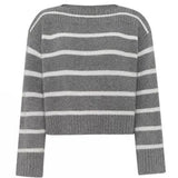 Women Knitted Pullover Autumn and Winter Leisure Loose Striped Knitted Long-Sleeved Top