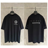 Ch hip-hop t shirts ch short-sleeved sanskrit patch embroiderloosecasualpure cotton american heavy weight short-sleeved