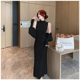 Women Maxi Dress Spring and Autumn Knitted Dress and Coat