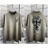 Ch hip-hop t shirts ch short sleeve cross loose casual pure cotton embroider heavy weight short sleeve men