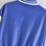 Women Leather Jacket PU Leather Baseball Uniform for Women Spring and Autumn Baggy Casual Jacket Stand Collar Cardigan Short Coat