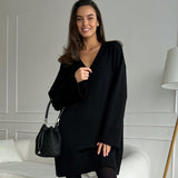 Ladies Leisure Knitwear V-neck Autumn and Winter Sweater Loose Casual Sweater