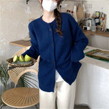 Women Knitwear Autumn and Winter round Neck Sweater Coat Female Loose Knitted Cardigan
