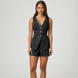 Women's pants - in stock - cross-border fashion - european & american style - trendy & casual - sleeveless - high waist - women's outfit - denim shorts - women's