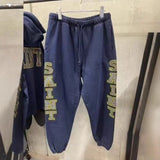 Saint m t pants s.m letter print washed vintage elastic waist trousers