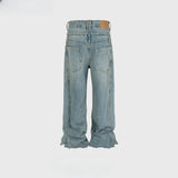 MIJKO Men's Vintage Pants MIJKO Splicing Design Men's and Women's Straight Jeans