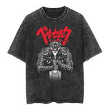 Cotton washed summer retro print T-shirt hip hop men's and women's short sleeves