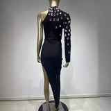 Women Dresses One Shoulder Long Sleeve Open Leg Bandage One-Piece Dress Party (Ont0408)