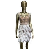 Women Dresses Party Dress Beaded Sequins Feather Hip Skirt (Otn202404)