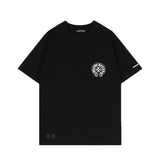 Ch hip-hop t-shirts: ch embroidered front and back, horseshoe cross logo, cuffed sleeves, american casual high street style