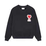 Amiaheoine round neck fall and winter heart chapter towel embroidered looselong sleeves couple sweatshirt macaron color